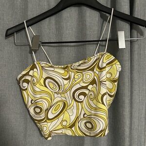 Stylish Yellow and Brown Swirl Women's Top